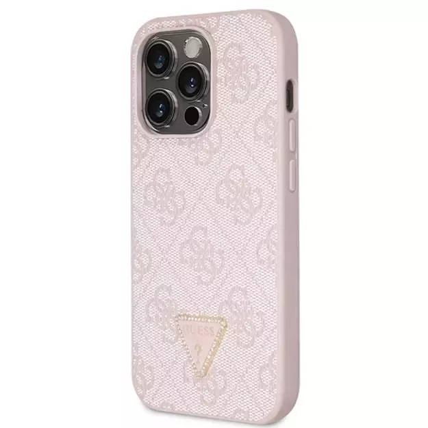 Guess GUHCP14LP4TDSCPP case for iPhone 14 Pro - pink Crossbody 4G Metal Logo 8