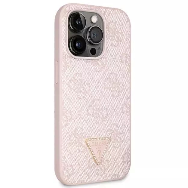 Guess GUHCP14LP4TDSCPP case for iPhone 14 Pro - pink Crossbody 4G Metal Logo 10