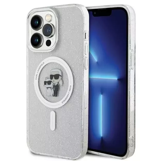 Karl Lagerfeld KLHMP14XHGKCNOT case for iPhone 14 Pro Max 6.7&quot  - transparent hardcase Karl&amp Choupette Glitter MagSafe