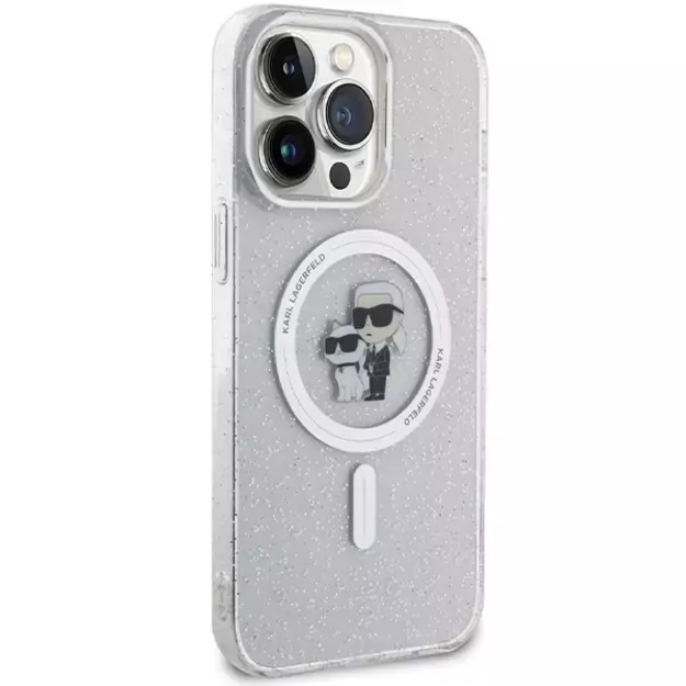 Karl Lagerfeld KLHMP14XHGKCNOT case for iPhone 14 Pro Max 6.7&quot  - transparent hardcase Karl&amp Choupette Glitter MagSafe 11