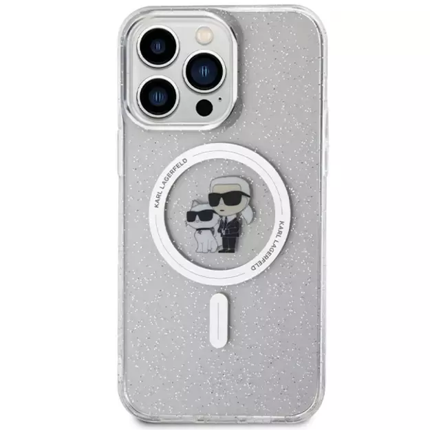 Karl Lagerfeld KLHMP14XHGKCNOT case for iPhone 14 Pro Max 6.7&quot  - transparent hardcase Karl&amp Choupette Glitter MagSafe 10
