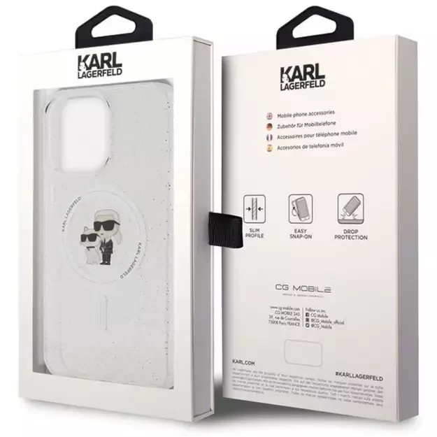 Karl Lagerfeld KLHMP14XHGKCNOT case for iPhone 14 Pro Max 6.7&quot  - transparent hardcase Karl&amp Choupette Glitter MagSafe 8