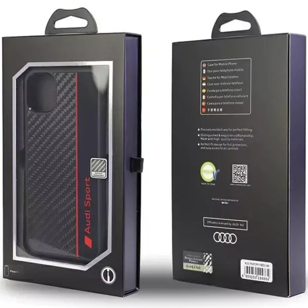 Audi Carbon Fiber Stripe iPhone 11 / Xr 6.1&quot  black/black hardcase AUS-TPUPCIP11-R8/D1-BK 8