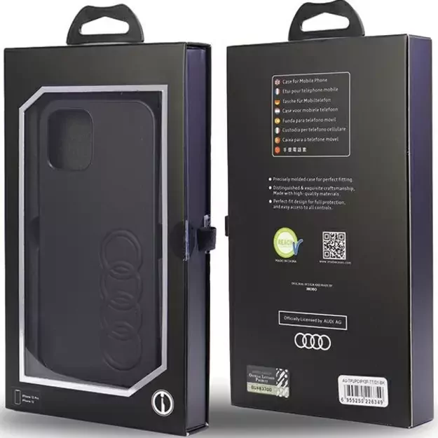 Audi Synthetic Leather iPhone 12/12 Pro 6.1&quot  black/black hardcase AU-TPUPCIP12P-TT/D1-BK 12