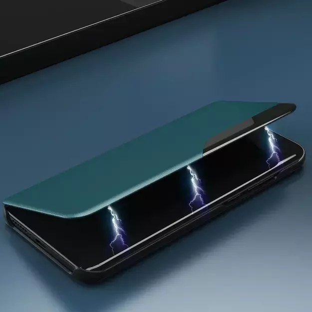 Eco Leather View Case elegant bookcase type case with kickstand for Samsung Galaxy A72 4G green 20