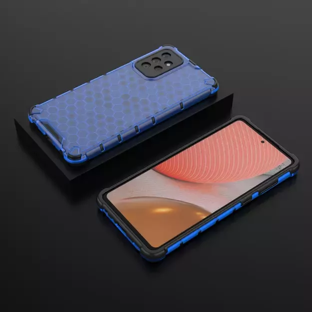 Honeycomb Case armor cover with TPU Bumper for Samsung Galaxy A72 4G blue 24