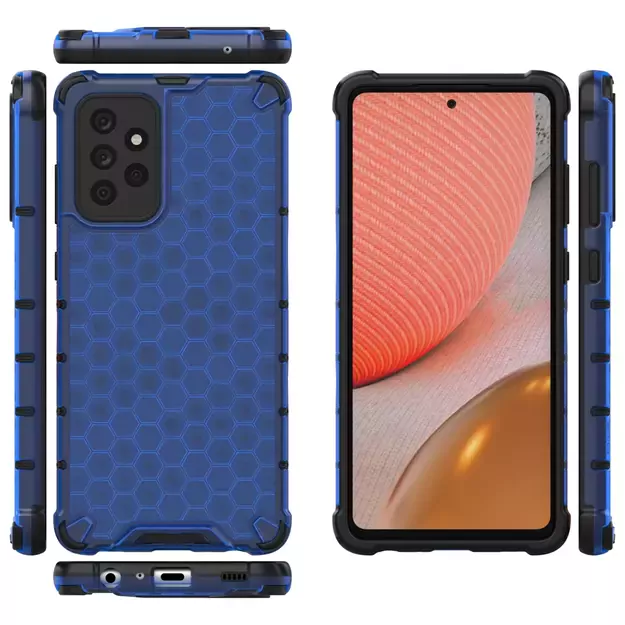 Honeycomb Case armor cover with TPU Bumper for Samsung Galaxy A72 4G blue 23