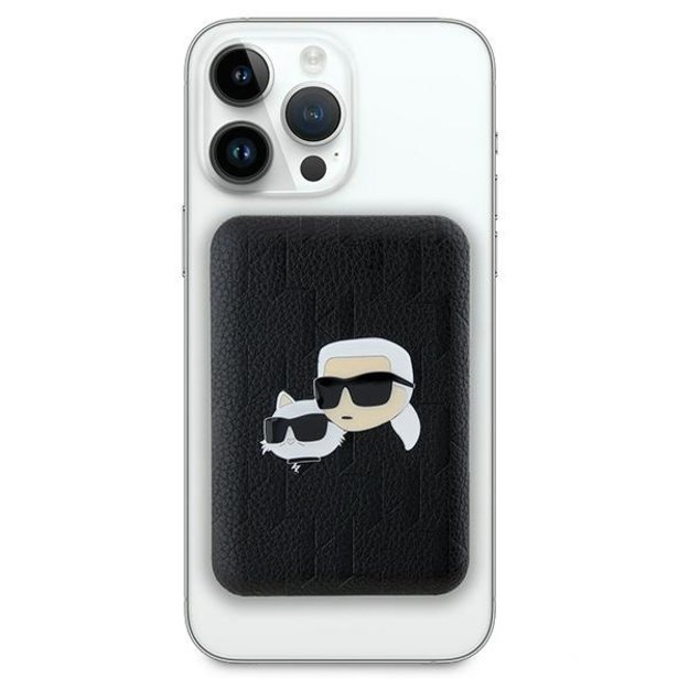 Karl Lagerfeld Powerbank inductive KLPB5FPGKSKCHK 16W 5000mAh black/black Karl&amp Choupette Head Pin MagSafe 1