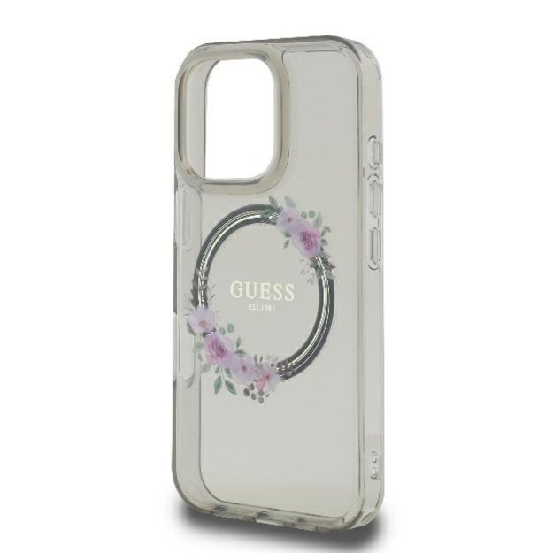 Guess GUHMP16XHFWFCK iPhone 16 Pro Max 6.9&quot  black/black hardcase IML Flowers Wreath MagSafe 5