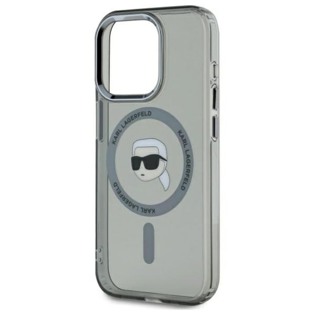 Karl Lagerfeld KLHMP15XHLSKIK iPhone 15 Pro Max 6.7&quot  black/black hardcase IML Metal Karl Head MagSafe 3