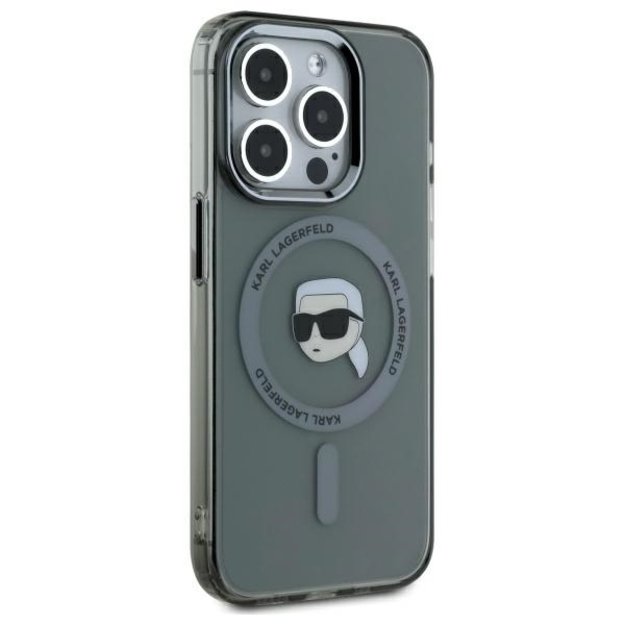 Karl Lagerfeld KLHMP15XHLSKIK iPhone 15 Pro Max 6.7&quot  black/black hardcase IML Metal Karl Head MagSafe 2