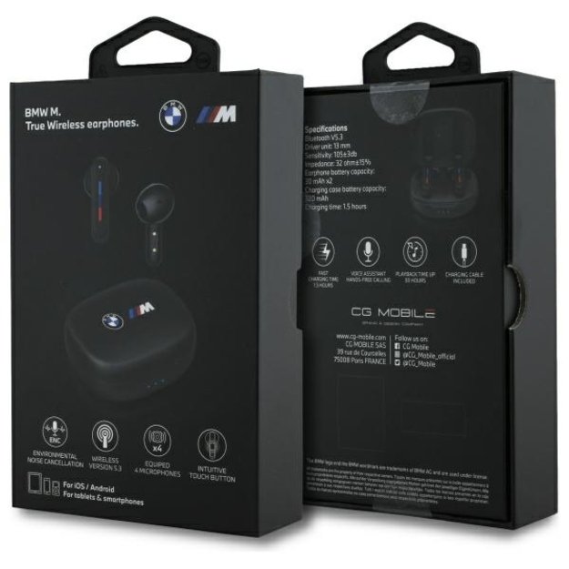 BMW Bluetooth headphones BMBEMIATP20LOK TWS + docking station black/black Printed Logos 5
