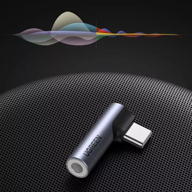 Ugreen AV154 80384 Adapter USB-C (male) angled / mini jack 3.5mm (female) - gray 3