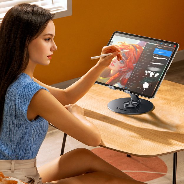 Wozinsky WRS-DSY84SS 360° Rotating Aluminum Tablet Stand - Gray 9