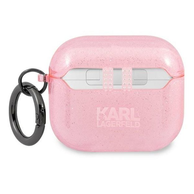 Karl Lagerfeld KLA3UKHGP AirPods 3 cover różowy/pink Glitter Karl`s Head 1