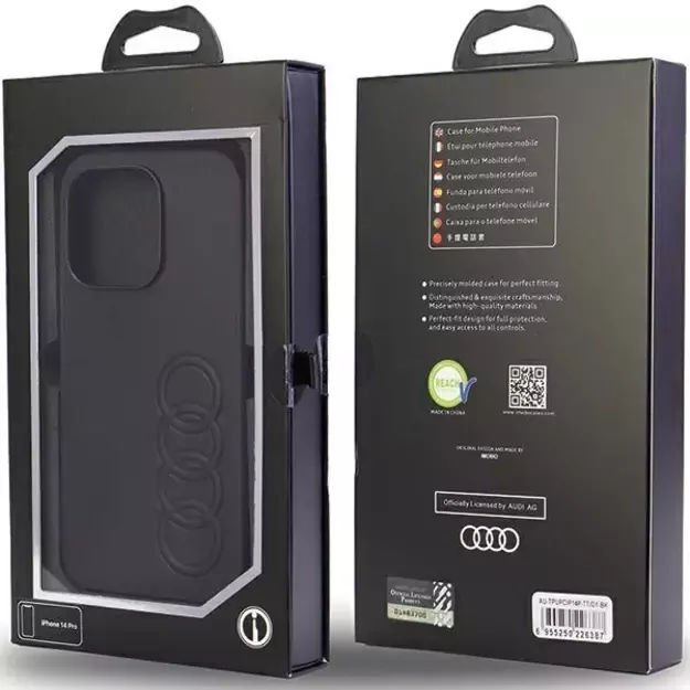 Audi Synthetic Leather iPhone 14 Pro 6.1&quot  black/black hardcase AU-TPUPPCIP14P-TT/D1-BK 12