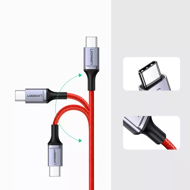 Ugreen US294 USB-C - USB-C 3A 480Mb/s cable 1m - red 3