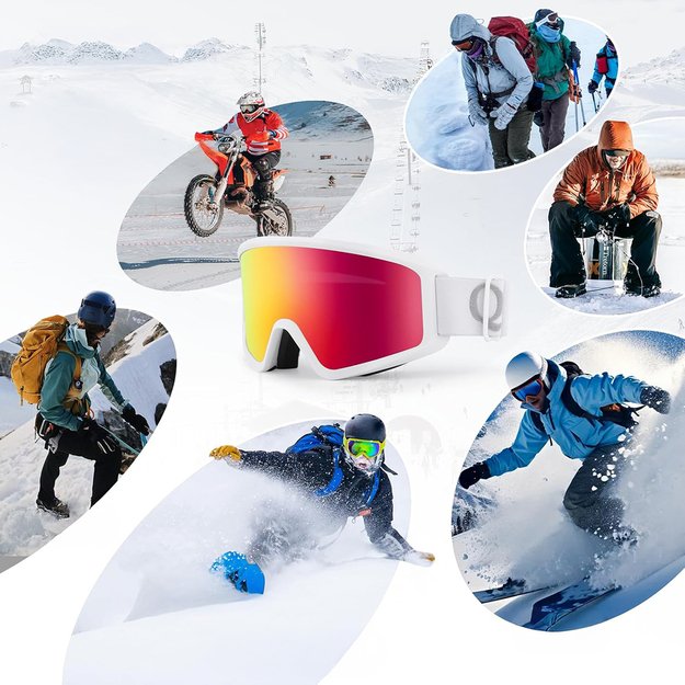 Qunature White Ski Goggles for Adults - White 4