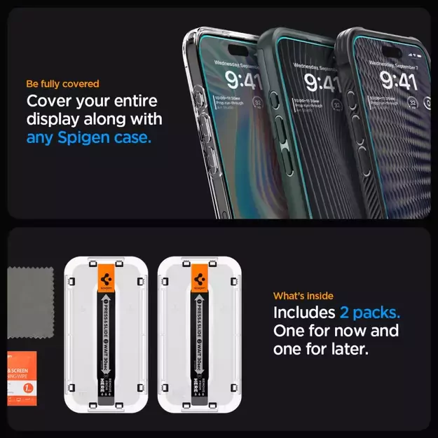 Spigen Glas.tR EZ Fit tempered glass for iPhone 15 Pro - 2 pcs. 5