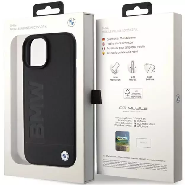 BMW Leather Hot Stamp case for iPhone 15 Plus - black 7