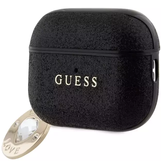 Guess GUAP2PGEHCDK case for AirPods Pro 2 cover - black Fixed Glitter Heart Diamond Charm 2