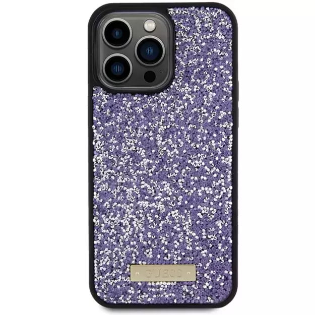 Guess Rhinestone Metal Logo case for iPhone 15 Pro - pink 2