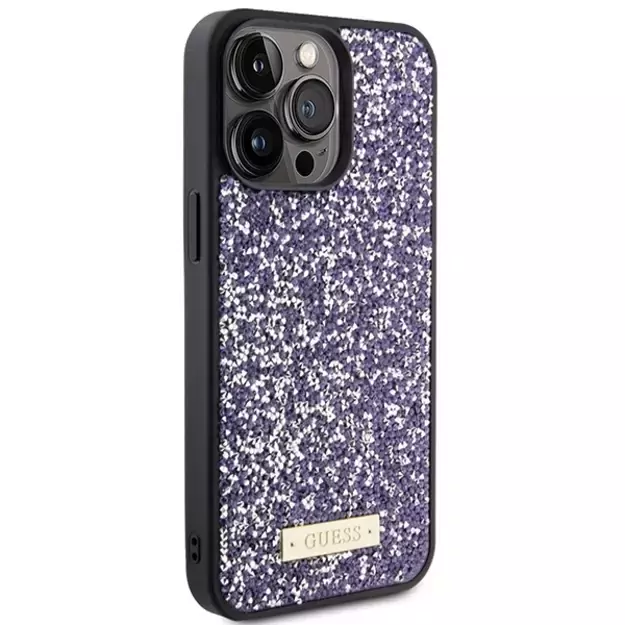 Guess Rhinestone Metal Logo case for iPhone 15 Pro - pink 3