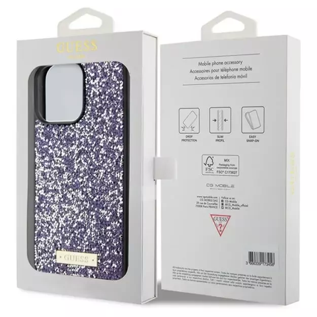 Guess Rhinestone Metal Logo case for iPhone 15 Pro - pink 14
