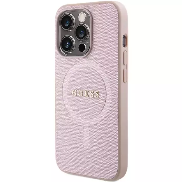 Guess Saffiano MagSafe case for iPhone 15 Pro - pink 1