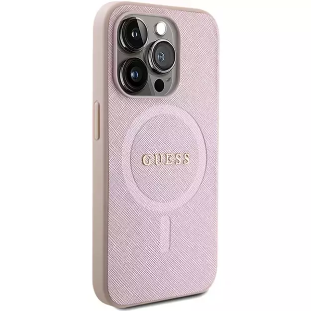 Guess Saffiano MagSafe case for iPhone 15 Pro - pink 3