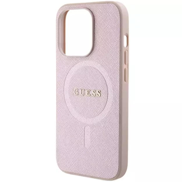 Guess Saffiano MagSafe case for iPhone 15 Pro - pink 4