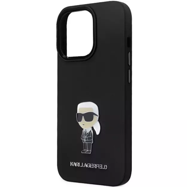 Karl Lagerfeld KLHCP14LSMHKNPK case for iPhone 14 Pro - black Silicone Ikonik Metal Pin 12