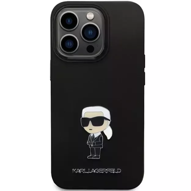 Karl Lagerfeld KLHCP14LSMHKNPK case for iPhone 14 Pro - black Silicone Ikonik Metal Pin 9