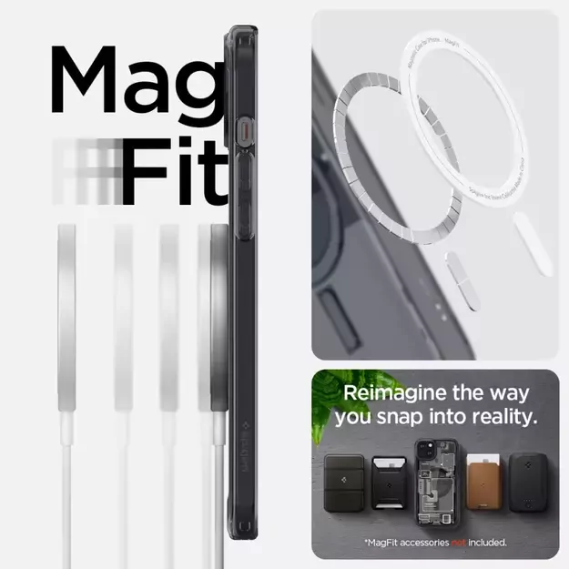 Spigen Ultra Hybrid Mag Case with MagSafe for iPhone 15 Plus - Dark Gray (Zero One Pattern) 12