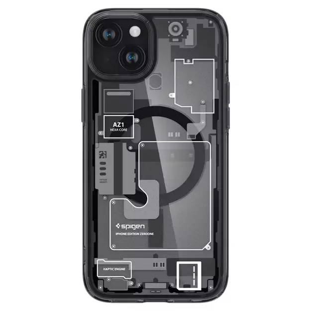 Spigen Ultra Hybrid Mag Case with MagSafe for iPhone 15 Plus - Dark Gray (Zero One Pattern) 1