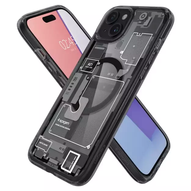 Spigen Ultra Hybrid Mag Case with MagSafe for iPhone 15 Plus - Dark Gray (Zero One Pattern) 5