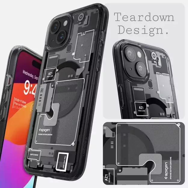 Spigen Ultra Hybrid Mag Case with MagSafe for iPhone 15 Plus - Dark Gray (Zero One Pattern) 10