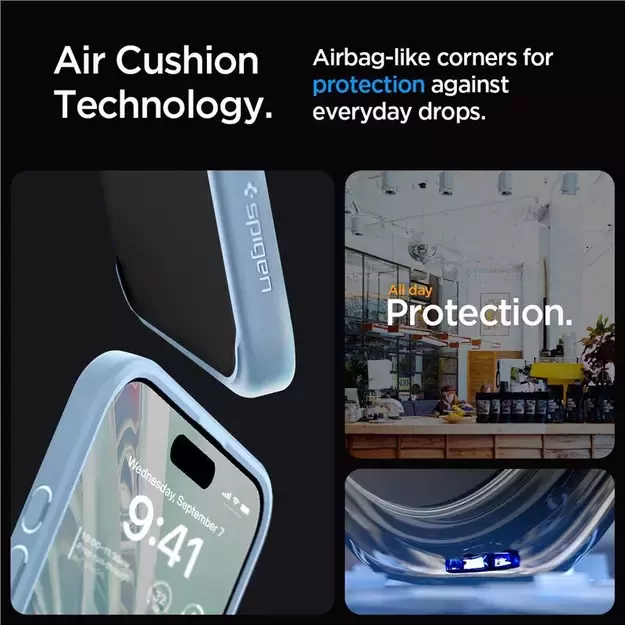 Spigen Crystal Hybrid Case for iPhone 15 Pro Max - Clear Blue 5