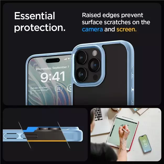 Spigen Crystal Hybrid Case for iPhone 15 Pro Max - Clear Blue 6