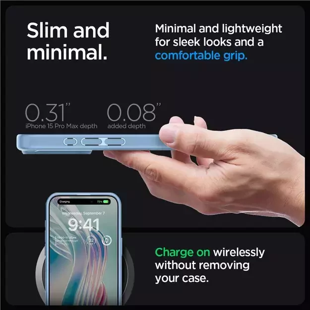 Spigen Crystal Hybrid Case for iPhone 15 Pro Max - Clear Blue 7