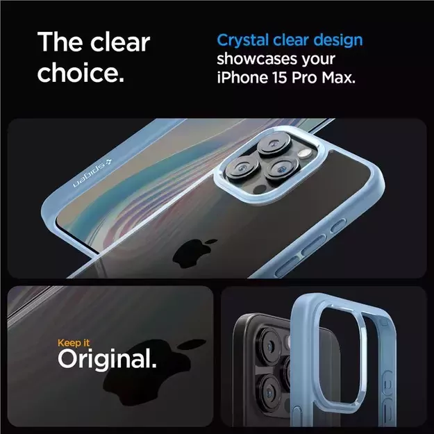 Spigen Crystal Hybrid Case for iPhone 15 Pro Max - Clear Blue 4