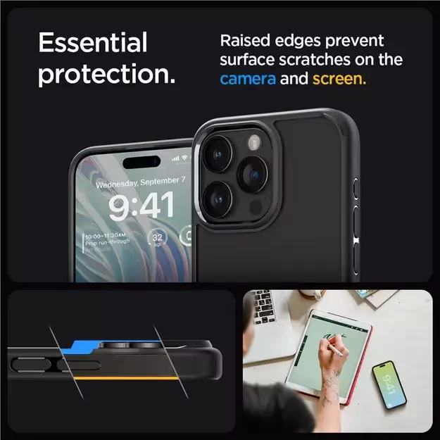 Spigen Crystal Hybrid iPhone 15 Pro Case - Black 6