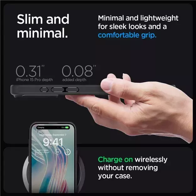 Spigen Crystal Hybrid iPhone 15 Pro Case - Black 8