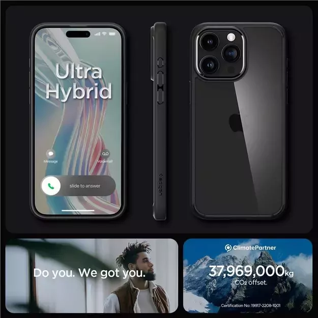 Spigen Crystal Hybrid iPhone 15 Pro Case - Black 10