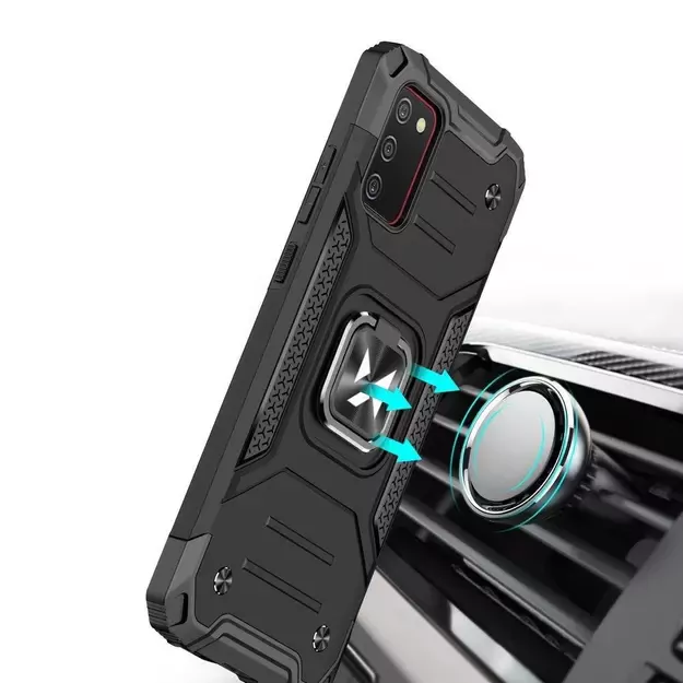 Wozinsky Ring Armor tough hybrid case cover + magnetic holder for Samsung Galaxy A03s black 5