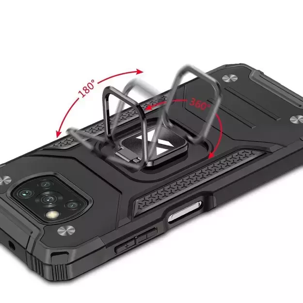 Wozinsky Ring Armor tough hybrid case cover + magnetic holder for Samsung Galaxy A03s black 4