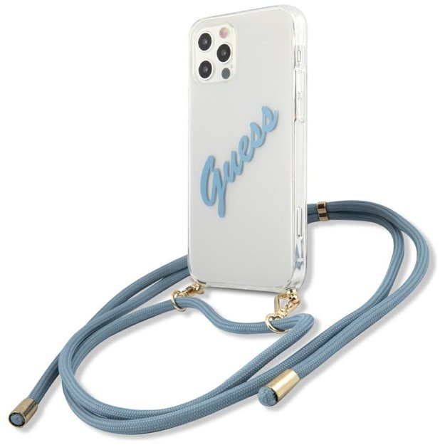 Guess GUHCP12LCRTVSBL iPhone 12 Pro Max 6.7&quot  blue/blue hardcase Script Vintage 1