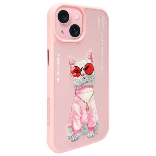 Nimmy Glasses Cool Cat iPhone 15 Case - Pink 1