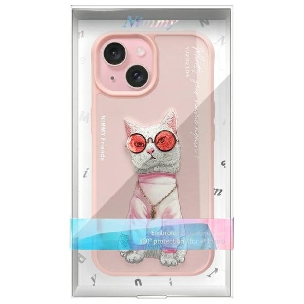 Nimmy Glasses Cool Cat iPhone 15 Case - Pink 11