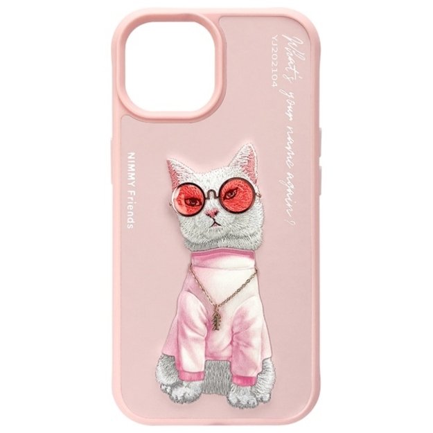 Nimmy Glasses Cool Cat iPhone 15 Case - Pink 3